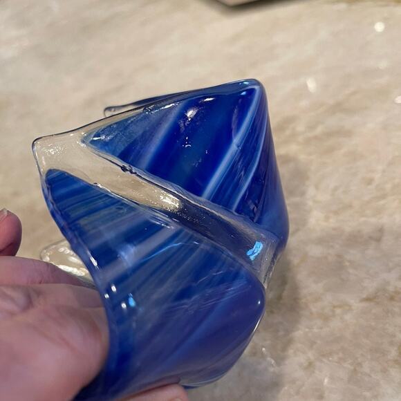 Artglass handkerchief votive candle holder blue - Picture 6 of 7